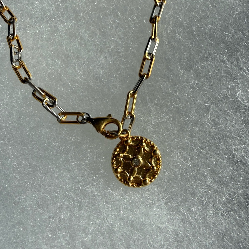 Freida Rothman Two Tone Paperclip Chain Charm Bracelet Gold Silver NIB - Picture 3 of 6